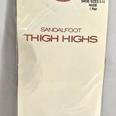 Basic Editions Thigh Highs Stockings Hose Sandalfoot Fits 9-11 Nude New Hosiery